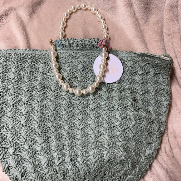 BTB LOS ANGELES Uma Pearl Light Green Tote Bag NEW WITH TAG - Picture 5 of 12